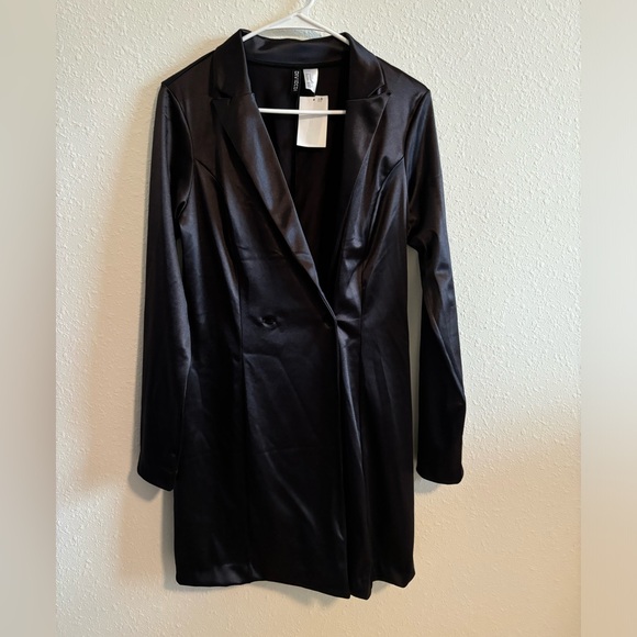 H&M Jackets & Blazers - H&M Black Silk Coat NWT
